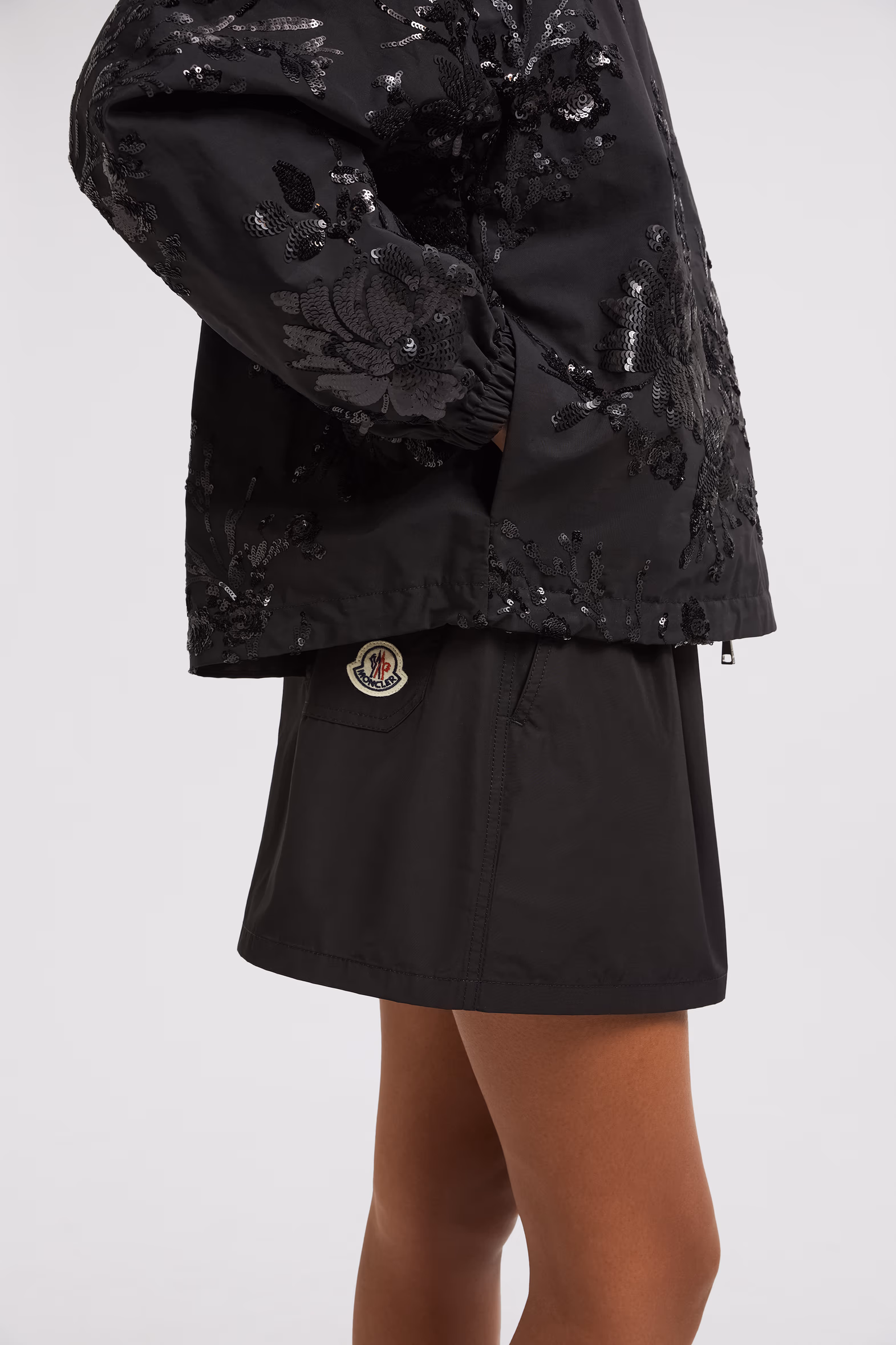 Landal Sequin-Embroidered Hooded Jacket Women Black Moncler 7